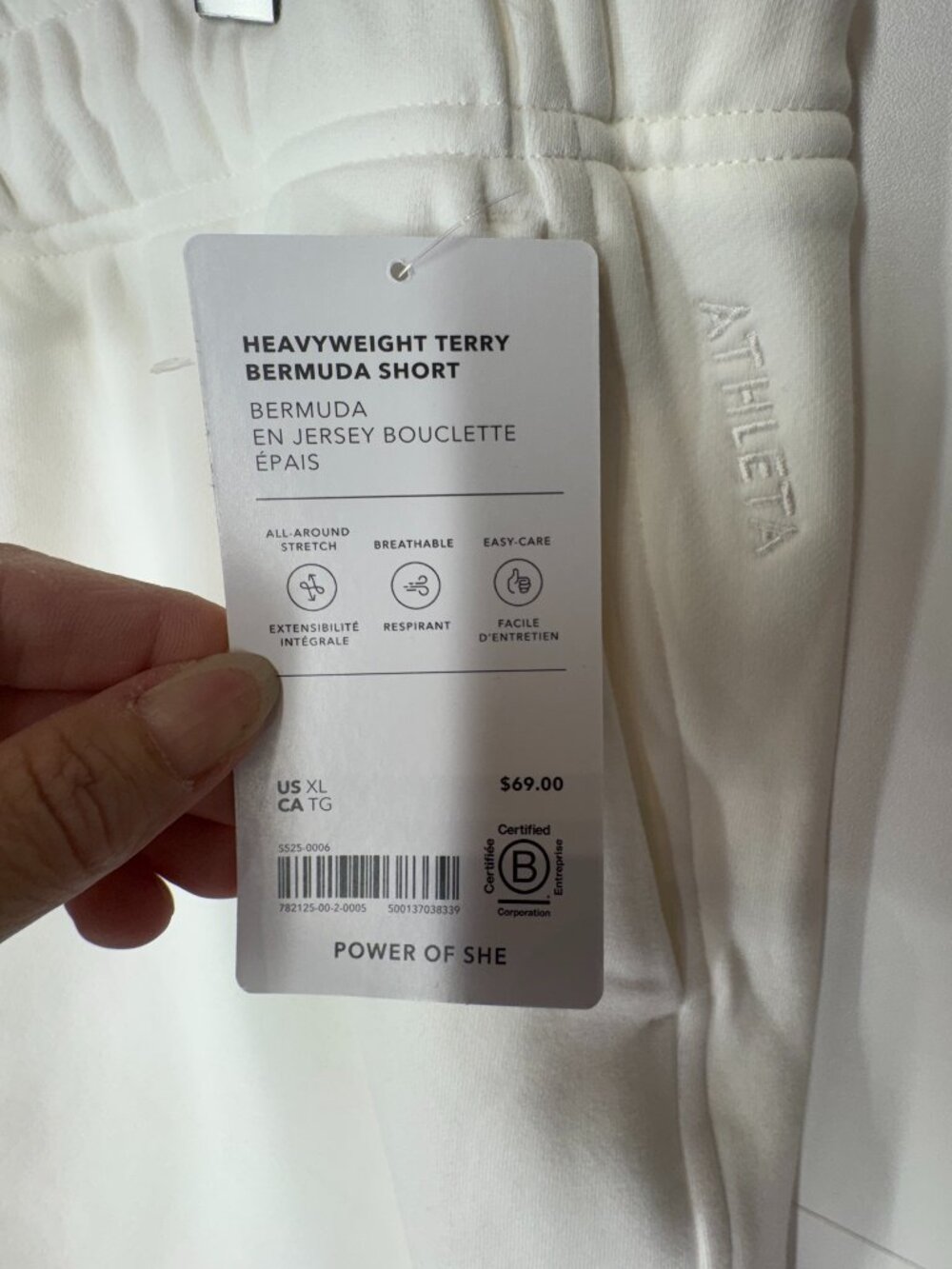 NWT Athleta Heavyweight Terry Bermuda Shorts in White - Picture 4 of 10